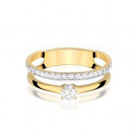 Pierścionek W0674 z diamentami żółte złoto