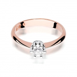 Pierścionek W0036 Diament Laboratoryjny 0,25ct różowe złoto