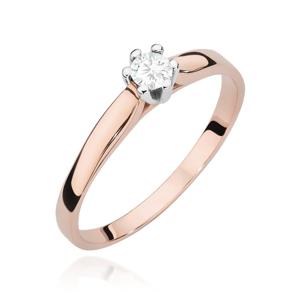 Pierścionek W0222 Diament Laboratoryjny 0,15ct różowe złoto