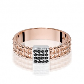Pierścionek W0353 z czarnymi diamentami różowe złoto