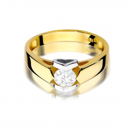 Pierścionek W0320 Diament Laboratoryjny 0,50ct żółte złoto