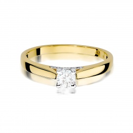 Pierścionek W0341 Diament Laboratoryjny 0,25ct żółte złoto