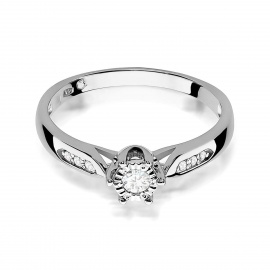 Pierścionek W0328 Diament Labortoryjny 0,08ct białe złoto