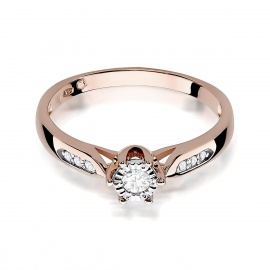 Pierścionek W0328 Diament Labortoryjny 0,08ct różowe złoto
