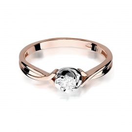 Pierścionek W0329 Diament Laboratoryjny 0,10ct różowe złoto