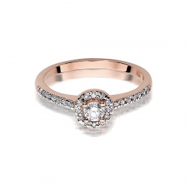 Pierścionek W0406 Diament Laboratoryjny 0,15ct różowe złoto