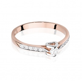 Pierścionek W0435 Diament Laboratoryjny 0,10ct różowe złoto