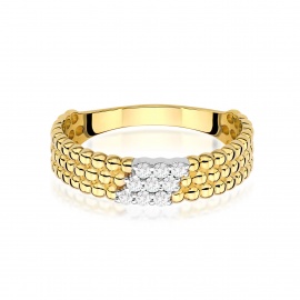 Pierścionek W0621 z diamentami żółte złoto