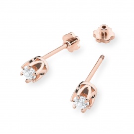 Kolczyki K0032 Diament 2 x 0,12ct różowe złoto sztyft zakręcany