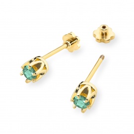 Kolczyki K0032 Szmaragd 2 x 0,15ct żółte złoto sztyft zakręcany