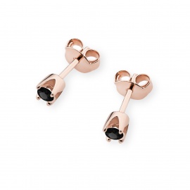 Kolczyki K0034 czarny diament 2 x 0,12ct różowe złoto