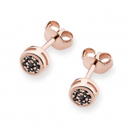 Kolczyki K0041 z czarnymi diamentami różowe złoto
