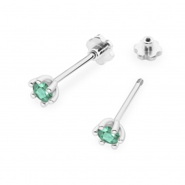 Kolczyki K0222 Szmaragd 2 x 0,15ct białe złoto sztyft zakręcany
