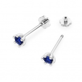 Kolczyki K0222 Szafir 2 x 0,15ct białe złoto sztyft zakręcany