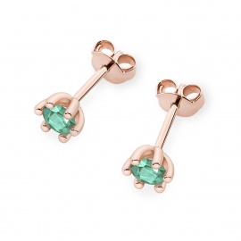 Kolczyki K0222 Szmaragd 2 x 0,15ct różowe złoto
