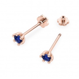 Kolczyki K0222 Szafir 2 x 0,15ct różowe złoto sztyft zakręcany