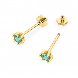 Kolczyki K0222 Szmaragd 2 x 0,15ct żółte złoto sztyft zakręcany