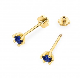 Kolczyki K0222 Szafir 2 x 0,15ct żółte złoto sztyft zakręcany
