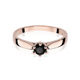 Pierścionek W0222B Czarny Diament 0,30ct różowe złoto
