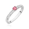 Pierścionek W0288 Różowy Topaz 0,15ct białe złoto