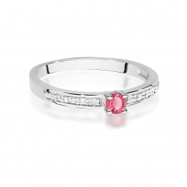 Pierścionek W0288 Różowy Topaz 0,15ct białe złoto