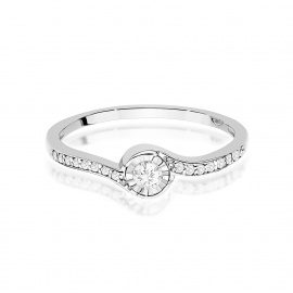 Pierścionek W0658 Diament 0,08ct białe złoto