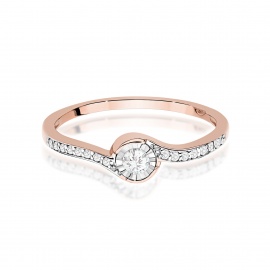 Pierścionek W0658 Diament 0,08ct różowe złoto