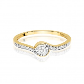Pierścionek W0658 Diament 0,08ct żółte złoto