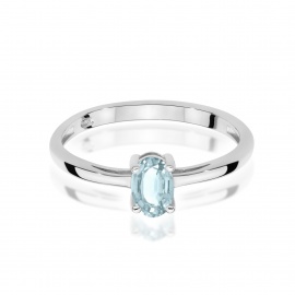 Pierścionek W0685 Akwamaryn 0,35ct białe złoto