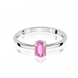 Pierścionek W0685 Szafir Różowy 0,45ct białe złoto