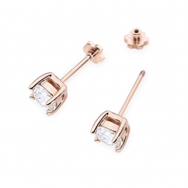 Kolczyki K0577 Diament Laboratoryjny 2 x 1.00ct różowe złoto sztyft zakręcany