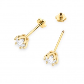 Kolczyki K0575 Diament Laboratoryjny 2 x 0.50ct żółte złoto sztyft zakręcany
