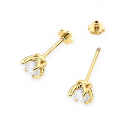 Kolczyki K0575 Diament Laboratoryjny 2 x 0.70ct żółte złoto sztyft zakręcany