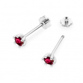 Kolczyki K0222 Rubin 2 x 0,15ct białe złoto sztyft zakręcany