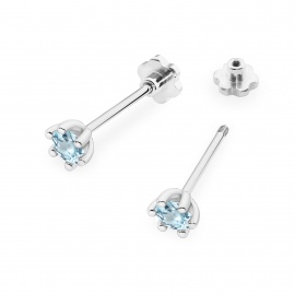 Kolczyki K0222 Topaz Swiss 2 x 0,15ct białe złoto sztyft zakręcany