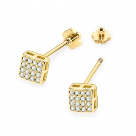 Kolczyki K0013 z diamentami żółte złoto sztyft zakręcany