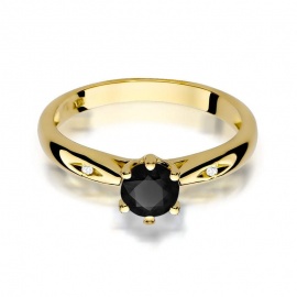 Pierścionek W0074 Czarny Diament 0,50ct żółte złoto