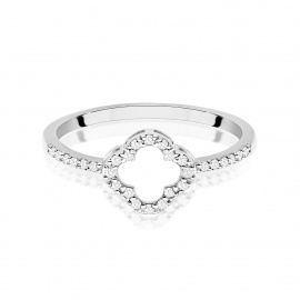 Pierścionek W0686 z diamentami białe złoto