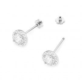 Kolczyki K0509 Biały Szafir 2 x 0,60ct białe złoto sztyft zakręcany