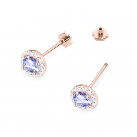 Kolczyki K0509 Tanzanit 2 x 0,50ct różowe złoto sztyft zakręcany