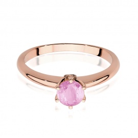 Pierścionek W557 Różowy Topaz 0,60ct różowe złoto