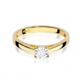 Pierścionek W0007 Diament Laboratoryjny 0,08ct żółte złoto