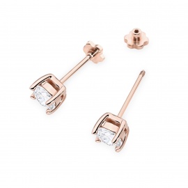 Kolczyki K0577 Diament 2 x 0.70ct różowe złoto sztyft zakręcany