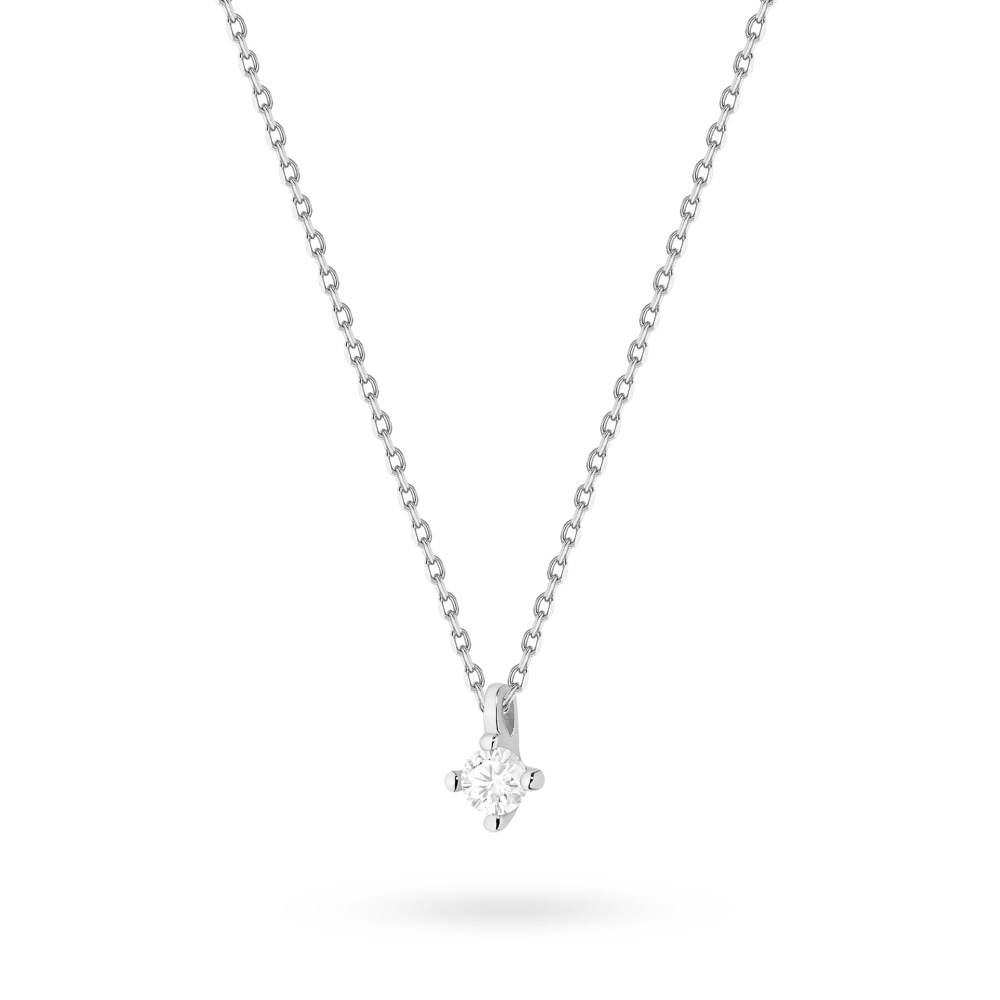 Naszyjnik N0081 z diamentem 0,05ct białe złoto