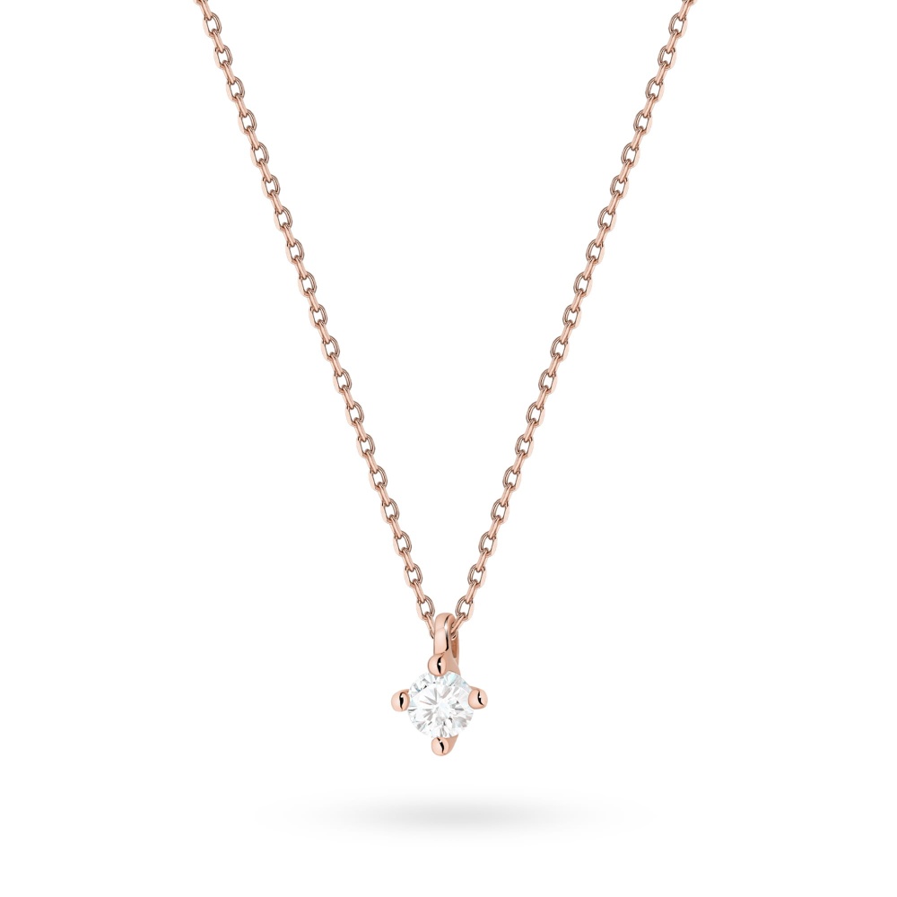 Naszyjnik N0081 z diamentem 0,10ct różowe złoto