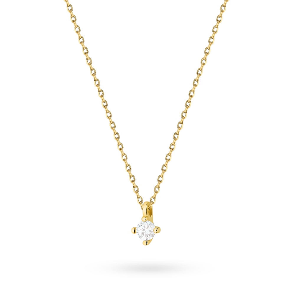 Naszyjnik N0081 z diamentem 0,05ct żółte złoto