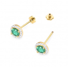 Kolczyki K0509 Szmaragd 2 x 0,50ct żółte złoto sztyft zakręcany