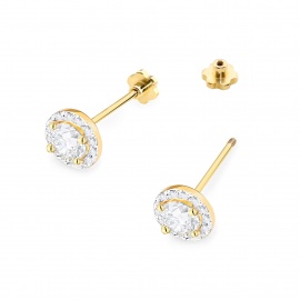 Kolczyki K0509 Biały Szafir 2 x 0,60ct żółte złoto sztyft zakręcany