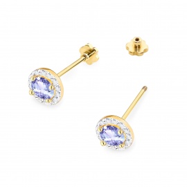 Kolczyki K0509 Tanzanit 2 x 0,50ct żółte złoto sztyft zakręcany