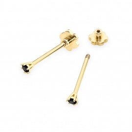 Kolczyki K0501 Czarny Diament 2 x 0.04ct żółte złoto sztyft zakręcany